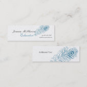 Celestial Peacock Feather Heart Elegant Writer Mini Visitekaartje (Voorkant / Achterkant)