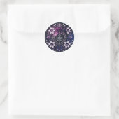 Celestial Pentagram Hart Sticker met Bloemen (Tas)
