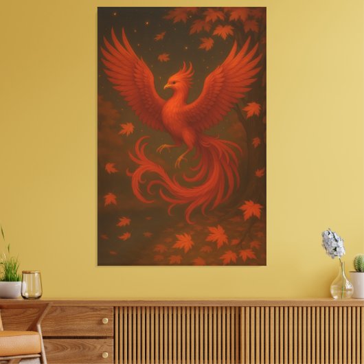 Celestial Phoenix in Autumn – Fine Art Premium Can Canvas Afdruk (Insitu (Woonkamer))