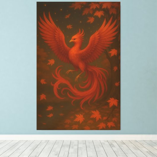 Celestial Phoenix in Autumn – Fine Art Premium Can Canvas Afdruk (Insitu (Houten vloer))