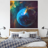 Celestial Photo Blauwgroen en Aqua Bubble Nebula Canvas Afdruk (Insitu (Slaapkamer))