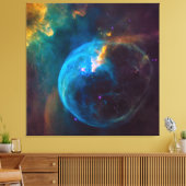Celestial Photo Blauwgroen en Aqua Bubble Nebula Canvas Afdruk (Insitu (Woonkamer))