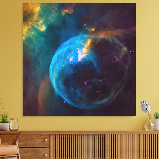 Celestial Photo Blauwgroen en Aqua Bubble Nebula Canvas Afdruk (Insitu (Woonkamer))