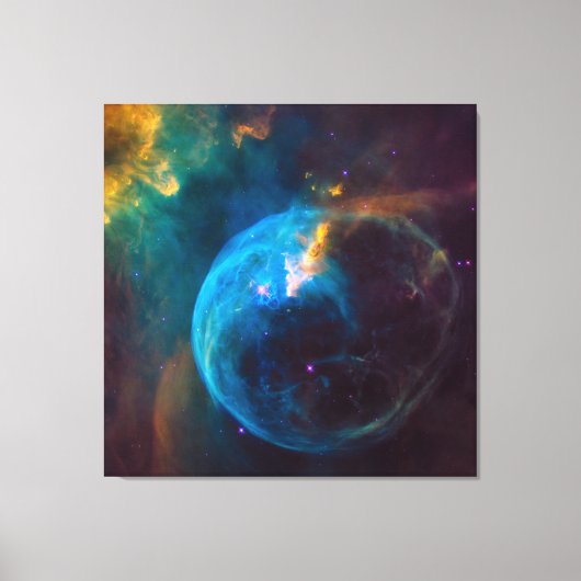 Celestial Photo Blauwgroen en Aqua Bubble Nebula Canvas Afdruk (Voorkant)