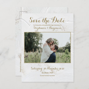 Celestial Photo White Gold Save the Date Briefkaar Aankondigingskaart
