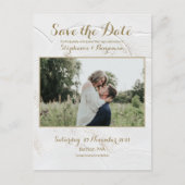 Celestial Photo White Gold Save the Date Briefkaar Aankondigingskaart (Voorkant)