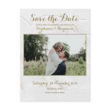 Celestial Photo White Gold Save the Date Briefkaar