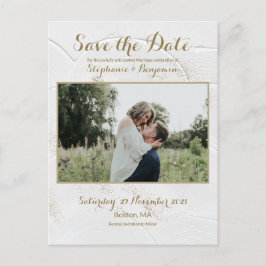 Celestial Photo White Gold Save the Date Briefkaar Aankondigingskaart