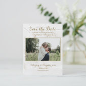 Celestial Photo White Gold Save the Date Briefkaar Aankondigingskaart (Staand voorkant)