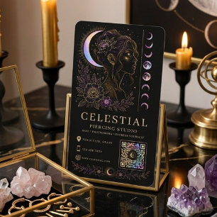 Celestial Piercing Studio Luxe Zwart Goud QR  Visitekaartje