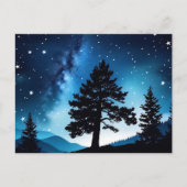 Celestial Pine Waterverf Night Sky Briefkaart (Voorkant)