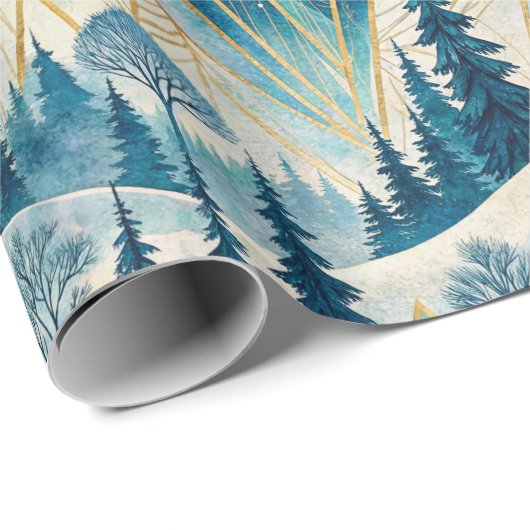 Celestial Pines Mountain Abstract Winter Cadeaupapier (Rol Hoek)