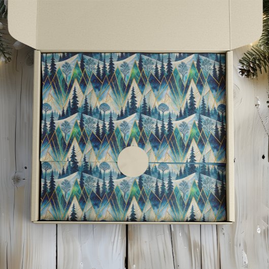 Celestial Pines Mountain Abstract Winter Tissuepapier