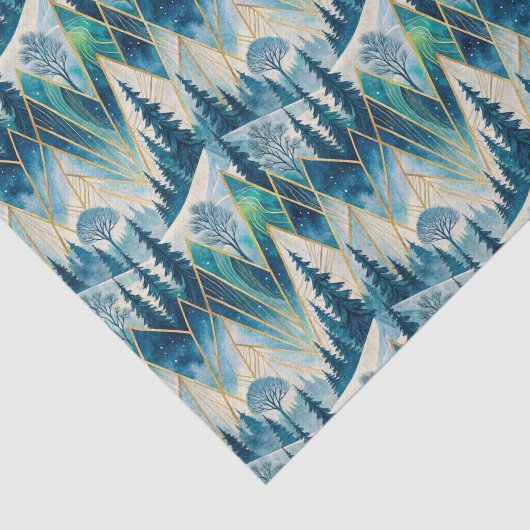 Celestial Pines Mountain Abstract Winter Tissuepapier (Detail)