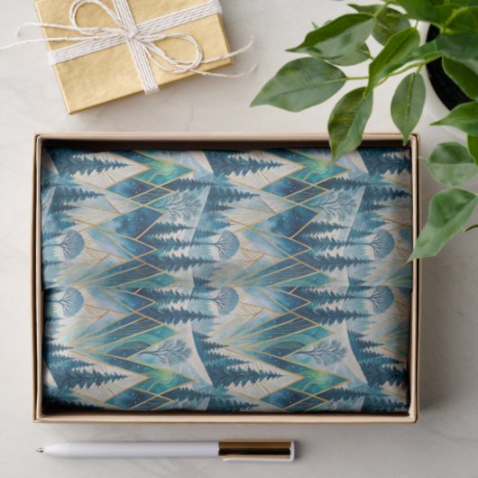 Celestial Pines Mountain Abstract Winter Tissuepapier (Geschenk)