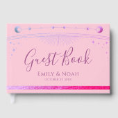 Celestial Pink Purple Sun Moon Stars Wedding  Gastenboek (Voorkant)