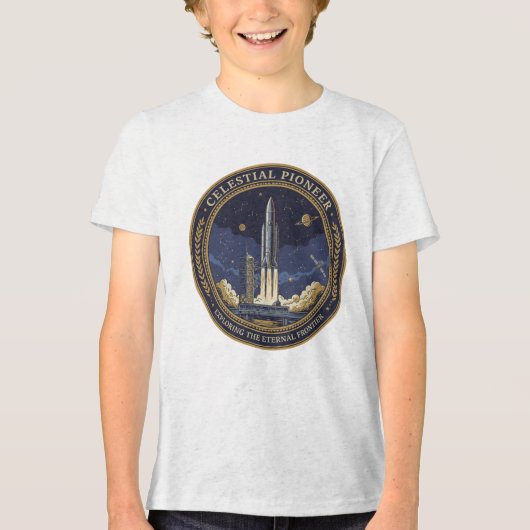 Celestial Pioneer Rocket Ship Space Exploration  Tri-Blend Shirt (Voorkant)