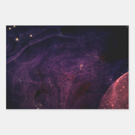 Celestial Planets Galaxy Cosmic Elegant Chic Inpakpapier Vel