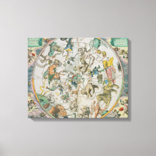 Celestial Planisphere, waarop de tekens van de die Canvas Afdruk
