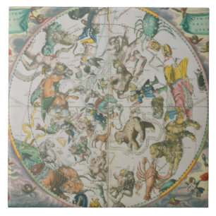 Celestial Planisphere, waarop de tekens van de die Tegeltje