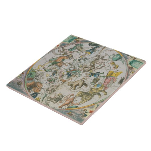 Celestial Planisphere, waarop de tekens van de die Tegeltje (Zijkant)