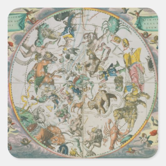 Celestial Planisphere, waarop de tekens van de die Vierkante Sticker (Voorkant)