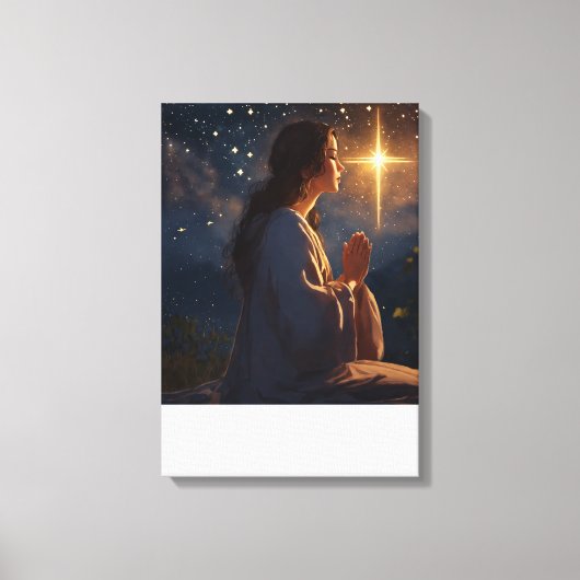 Celestial Prayer: Spirituele Night Sky Canvas Art (Voorkant)