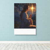 Celestial Prayer: Spirituele Night Sky Canvas Art Afdruk (Insitu (Houten vloer))