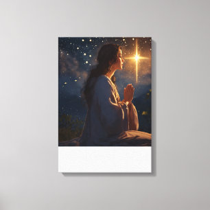 Celestial Prayer: Spirituele Night Sky Canvas Art Afdruk