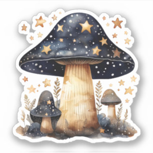Celestial Psychedelic Mushroom Waterverf Artwork Sticker