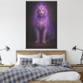Celestial Purple Flame White Tiger – High-End Fant Canvas Afdruk (Insitu (Slaapkamer))