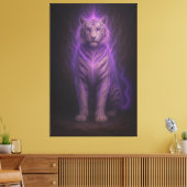 Celestial Purple Flame White Tiger – High-End Fant Canvas Afdruk (Insitu (Woonkamer))