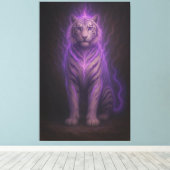 Celestial Purple Flame White Tiger – High-End Fant Canvas Afdruk (Insitu (Houten vloer))