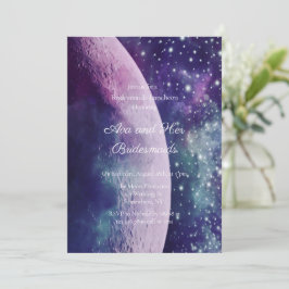 Celestial Purple Galaxy Moon Bridesmaids Luncheon Kaart