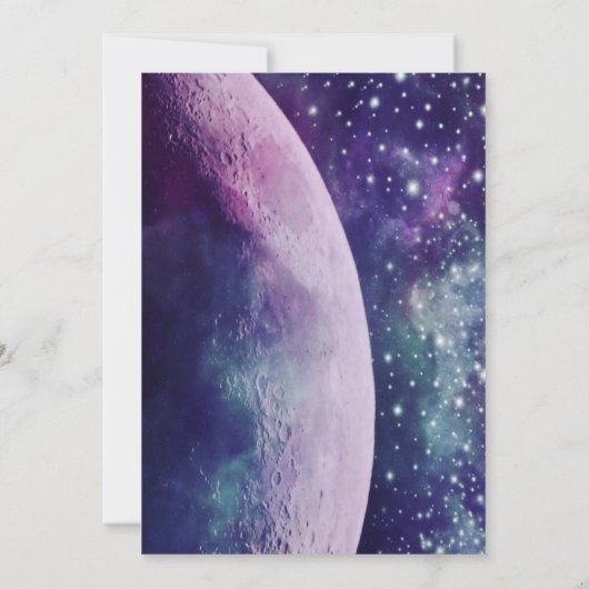Celestial Purple Galaxy Moon Wedding Celebration  Kaart (Achterkant)