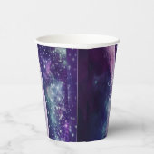 Celestial Purple Galaxy Moon Wedding  Papieren Bekers (Rechts)