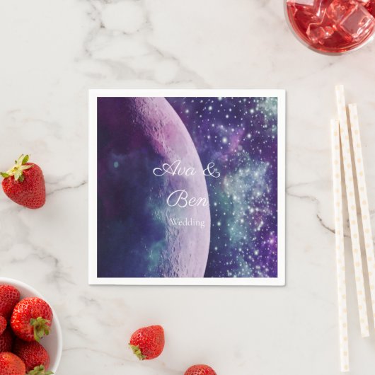 Celestial Purple Galaxy Moon Wedding  Servet (Insitu)