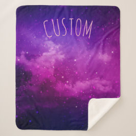Celestial Purple Galaxy & Stars Personalized Name  Sherpa Deken