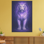 Celestial Purple White Tiger – Divine Aura Fantasy Canvas Afdruk (Insitu (Woonkamer))