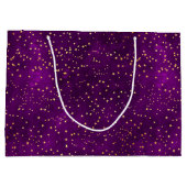 Celestial Purple & Yellow Starry Night Pattern Groot Cadeauzakje (Achterkant)