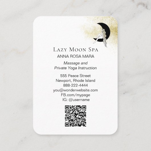 *~* Celestial QR code GODDESS Woman on Moon Visitekaartje (Achterkant)