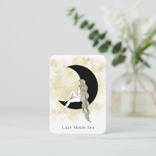 *~* Celestial QR code GODDESS Woman on Moon Visitekaartje (Staand voorkant)