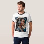 Celestial Queen Hoofdtelefoon Cosmic Vibe Tshirt (Voorkant volledig)