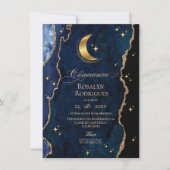  Celestial Quinceanera Midnight Stars Moon  Kaart (Voorkant)