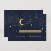 Celestial Quinceanera Moon Gold RSVP Response Kaar (Voorkant / Achterkant)