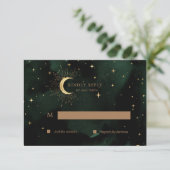 Celestial Quinceanera Moon Gold RSVP Response Kaar (Staand voorkant)