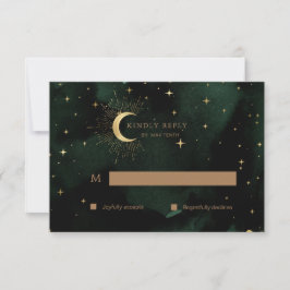 Celestial Quinceanera Moon Gold RSVP Response Kaar