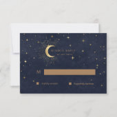 Celestial Quinceanera Moon Gold RSVP Response Kaar Kaartje (Voorkant)