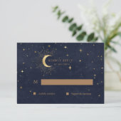 Celestial Quinceanera Moon Gold RSVP Response Kaar Kaartje (Staand voorkant)