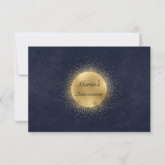 Celestial Quinceanera Moon Gold RSVP Response Kaar Kaartje (Achterkant)